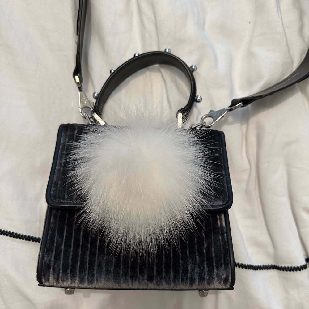 Les Petits Joueurs Micro Bunny Velvet & Leather Satchel Bag